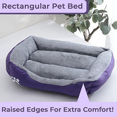 Kuber Industries Dog & Cat Bed|Super Soft Plush Top Pet Bed|Oxford Cloth Polyester Filling| Washable Dog Bed|Rectangular Cat Bed with Rise-Edge Pillow|QY036P-L|Purple(Pack of 4)