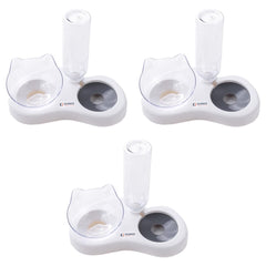 Kuber Industries Animal Feeding Plastic 2 in 1 Pet Bowls | Cat & Dog Bowl | Small/Medium Size Pet Feeding Bowl | Non-Toxic & 100% Safe for Pets (Pack of 3) | Grey
