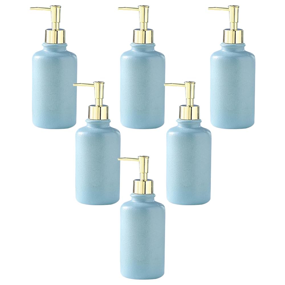 Kuber Industries Liquid Soap Dispenser | Handwash Soap Dispenser | Soap Dispenser for Wash Basin| Bathroom Dispenser Bottle | 6 Piece | Pack of 2 | 400 ml | JY00231BU | Blue