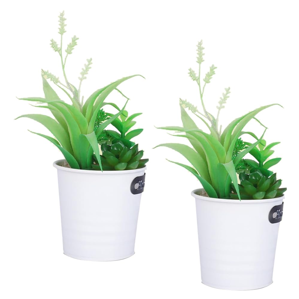Kuber Industries Artificial Plants for Home D?cor|Natural Looking Indoor Fake Plants with Pot|Artificial Flowers for Decoration-Pack of 2 (Green)