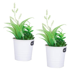 Kuber Industries Artificial Plants for Home D?cor|Natural Looking Indoor Fake Plants with Pot|Artificial Flowers for Decoration-Pack of 2 (Green)