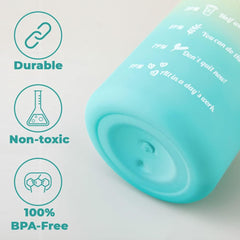 Kuber Industries Sipper Bottle 2 Litre|Water Tracker & Time Marker|Leakproof, BPA Free, Fitness Sports Water Bottle with Measurements(Gradient Blue & Yellow, 1 Piece)|For Gym,Home,Travelling &Office