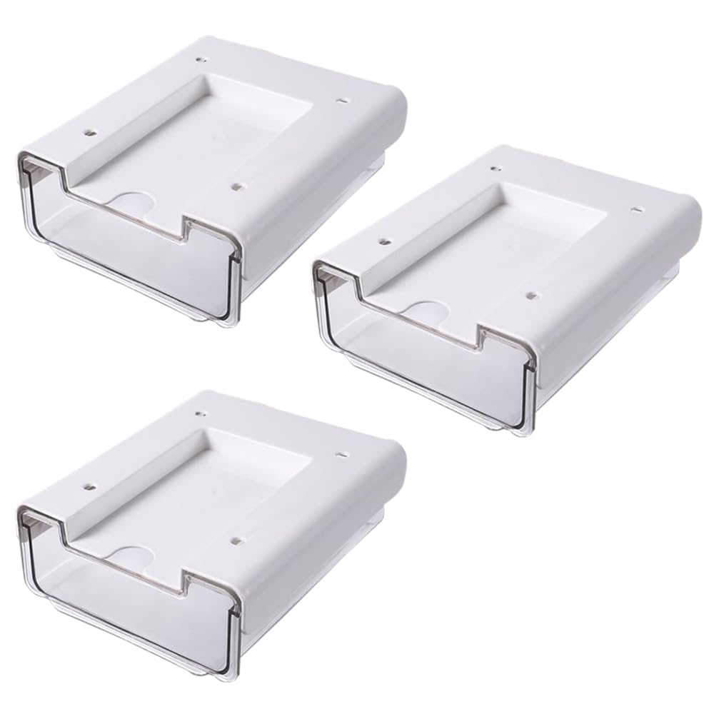 Kuber Industries Bottom Layer Large Drawer Storage Box|Plastic Cabinet Box For Storage|Pack of 3|White