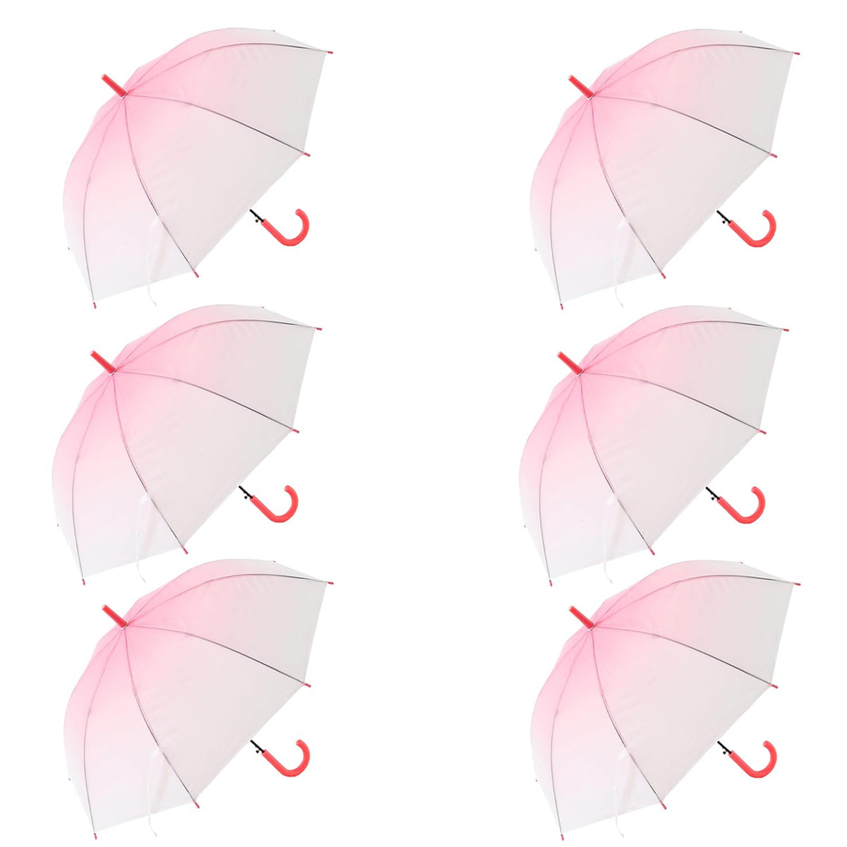 Kuber Industries Transparent Umbrella For Men & Women|Automatic Umbrella For Rain-Pack of 6 (Pink)