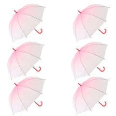 Kuber Industries Transparent Umbrella For Men & Women|Automatic Umbrella For Rain-Pack of 6 (Pink)
