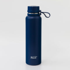 Kuber Industries Pack of 5 Vacuum Insulated Water Bottle | Stainless Steel Water Bottle | Hot & Cold Water Bottle | Leakproof, BPA Free, Rustproof | 1100 ML | Navy Blue