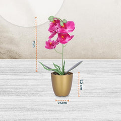 Kuber Industries Artificial Plants for Home D?cor|Natural Looking Indoor Fake Plants with Pot|Artificial Flowers for Decoration-Pack of 3 (Pink)