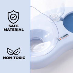 Kuber Industries Animal Feeding Plastic 2 in 1 Pet Bowls | Cat & Dog Bowl | Small/Medium Size Pet Feeding Bowl | Non-Toxic & 100% Safe for Pets (Pack of 4) | Blue