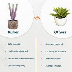 Kuber Industries Artificial Plants for Home Décor|Natural Looking Indoor Fake Plants with Pot|Artificial Flowers for Decoration-Pack of 2 (Lavender)