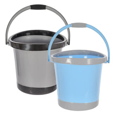 Kuber Industries Bucket Set for Bathroom|Unbreakable Plastic Bucket|Pocha Bucket Capicity 18 litre|Pack of 2 (Grey & Blue)