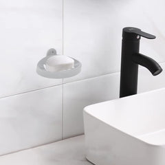 Kuber Industries Soap Holder|Sink Soap Holder|Plastic Wall Mounted Soap Holder|Oval Shape Self Draining Soap Dish for Bathroom|Pack of 2 (Silver & Coffee)