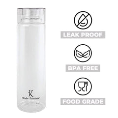 Kuber Industries BPA Free Plastic Water Bottles | Breakproof, Leakproof, Food Grade PET Bottles | Water Bottle for Kids & Adults | Plastic Bottle Set of 4 |Natural (Pack of 5)