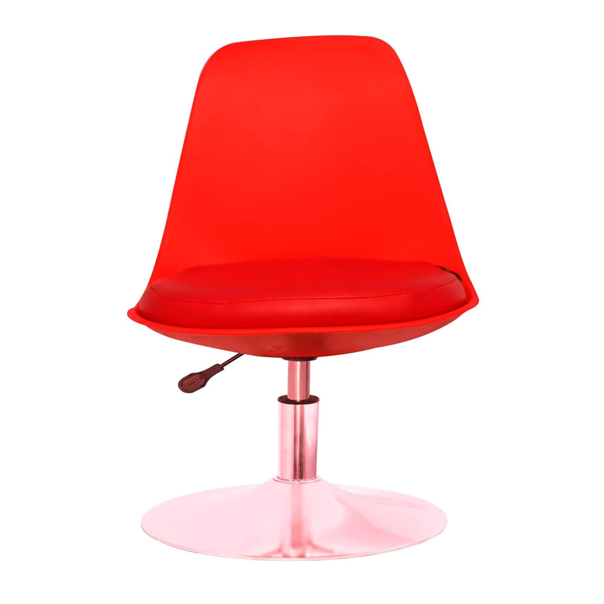 Kuber Industries Revolving Curvy Mini Bar Stool Chair for Kitchen with Leather Seat & 360 Swivel | 20 inch Height Adjustable Kiddle Food & Study Chair for Baby | Kids Counter Stools | Red