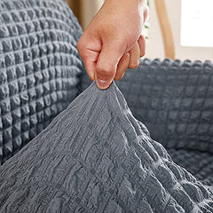 Kuber Industries Pack of 2 Sofa Cover | Two-Seater Sofa Cover | Sofa Chair Cover | Couch Cover for Hall | Universal Sofa Slipcover | Elastic Spandex Sofa Cover for Living Room | TSSC004 | Silver Grey
