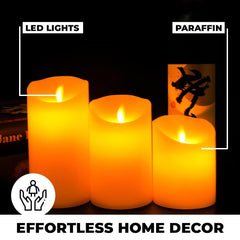 Kuber Industries Pack of 4 LED Candles for Home Decoration|Battey Operated|Flameless Yellow Light|Diwali Lights for Home Decoration,Along with Other Festivities & Parties|Set of 3|B0-005F|White