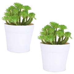 Kuber Industries Artificial Plants for Home D?cor|Natural Looking Indoor Fake Plants with Pot|Artificial Flowers for Decoration-Pack of 2 (Green)