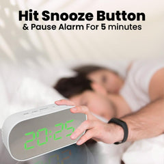 Kuber Industries ABS Battery Oprated Loud Digital Alarm Clock|Desk, Table Clock|Alarm Clock for Heavy Sleepers-Pack of 3 (White)