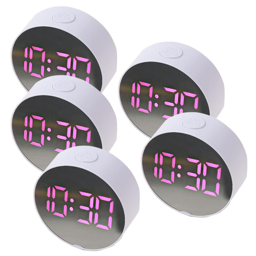 Kuber Industries ABS Battery Oprated Loud Digital Alarm Clock|Desk, Table Clock|Alarm Clock for Heavy Sleepers-Pack of 5 (White)