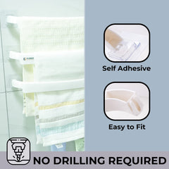 Kuber Industries Towel Hanger for Bathroom|Wall Mounted Cloth Hanger|Multipurpose Cloth & Napkin Holder | Self-Adhesive DIY Installation|Bathroom & Kitchen Organizer | Pack of 6 | White