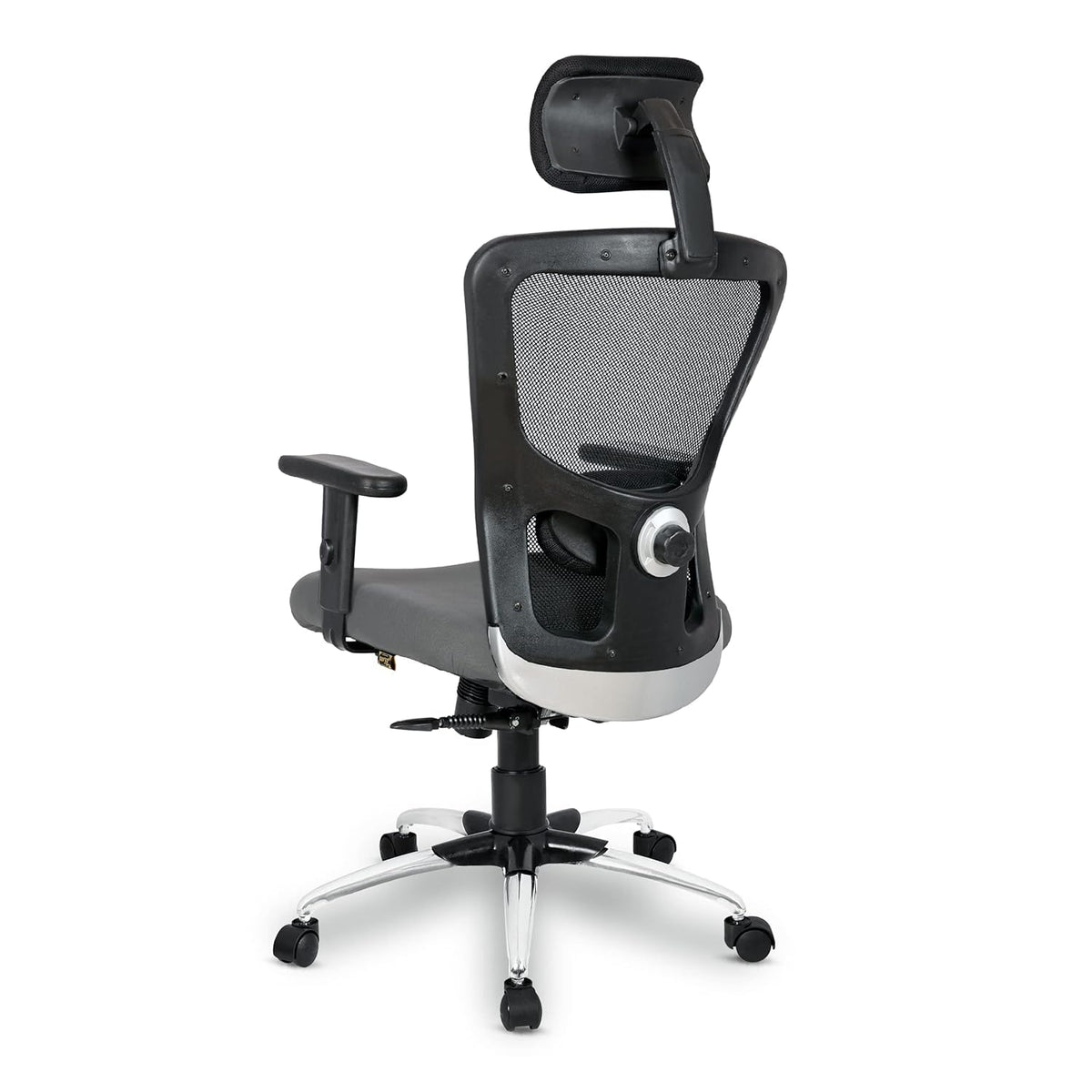Kuber Industries Ergonomic Office Chairs for Work From Home | Comes with Manual Height Adjustable, Armrest, Headrest & 2D Lumbar Support | Comfy Study Chair for Students with Wheels | Black