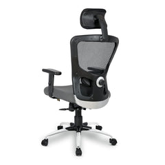 Kuber Industries Ergonomic Office Chairs for Work From Home | Comes with Manual Height Adjustable, Armrest, Headrest & 2D Lumbar Support | Comfy Study Chair for Students with Wheels | Black