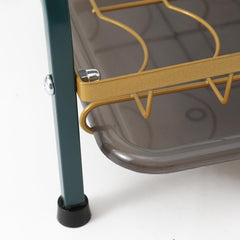 Kuber Industries 3-Layer Dish Drying Rack|Storage Rack for Kitchen Counter|Drainboard & Cutting Board Holder|Premium Utensils Basket Pack of 6 (Dark Green & Gold)