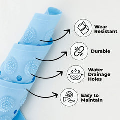 Kuber Industries Bathroom Mat|Anti Slip Mat for Bathroom Floor|Durable,Wear Resistant & Easy to Maintain|Acupressure & Foot Massager Door Mat with Water Drainage Holes|JL01|35 x 70 cm|Blue (Pack Of 6)