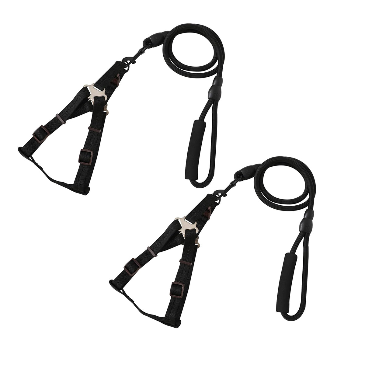 Kuber Industries Dog Harness For Medium Dogs & Leash Set|Premium Metal Hook|PDMGL-005-3|Comfortable Grip|Hand Spliced Belt For Added Strength |PDMGL-005-3|Soft Padding|Stylish Design|Black (Pack Of 2)