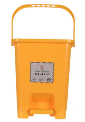 Kuber Industries Square Premium Plastic Pedal Dustbin with Lid for Home/Kitchen/Office 10 Ltr (Black & Yellow)-Pack of 2