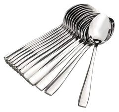 Heart Home Stainless Steel Cutlery Spoons Set with Plastic Handle, Set of 12 (Silver)-HS43HEARTH26196
