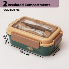 Kuber Industries Insulated Lunch Box for Kids & Adults|Premium Food-Grade PP Plastic|Leakproof & Spill Proof|Dishwasher & Microwave Safe Lunch Box|800 ML|HX0042727|Green (Pack of 3)