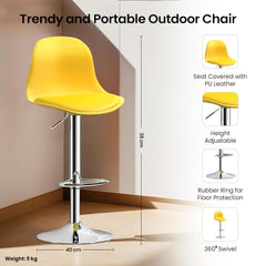 Kuber Industries Revolving Curvy Bar Stool Chair for Kitchen with Footrest & 360 Swivel | 32 inch Height Adjustable High Chair for Breakfast Counter & Cafeteria | High Bar Chair | Yellow