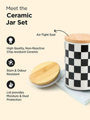 Kuber Industries 800ml Ceramic Jar for Kitchen Storage | Air Tight Container Set with Bamboo Lid | Kitchen Container for Snacks, Tea, Sugar | Multipurpose Organizer | Green (Set of 1) (Pack of 2)