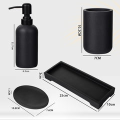 Heart Home Premium 4-Piece Bathroom Accessories Set | Soap Dish | Liquid Soap Dispenser (200ml) | Tumbler | Tray | Moisture Resistant | Scratch Proof | Black