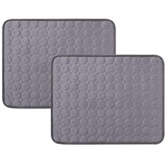 Kuber Industries Rectangular Dog & Cat Bed|Premium Cool Ice Silk Polyester With Bottom Mesh|Multi-Utility Self-Cooling Pad For Dog & Cat|Light-weight & Durable Dog Bed|ZQCJ001DG-M|Dark Grey(Pack Of 2)