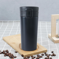 Kuber industries Stainless Steel Insulated Coffee Tumbler with Sipper Lid 380 ML-Pack of 4 (Black)