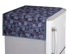 Kuber Industries 3D Checkered Design PVC 1 Piece Fridge Top Cover and 2 Piece Handle Cover (Grey) - CTKTC39709