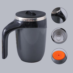 Kuber Industries Anti-Fall Insulated Coffee Mug with Suction Bottom | Leak-Proof Stainless Steel Tumbler | Coffee Mug with Lid and Handle | 500 ML | Black