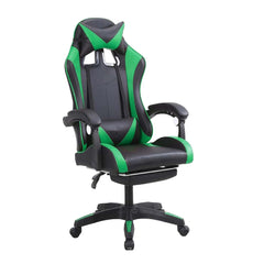 Kuber Industries Ergosmart PC Gaming Chairs with Wheels | Comes with Headrest, Lumbar Support Cushions & Footrest | Comfortable Chair for Long Sitting & Back Pain Relief | 2023-6F-GRN-Black & Green