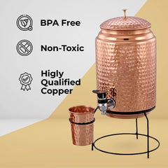 Kuber Copper Water Bottle & Water Dispenser Combo Set|with Added Health Benefits of Copper|Ergonomic Design & Easy to Clean|Pack of 2|5 Liters & 750 ML|Copper & Red