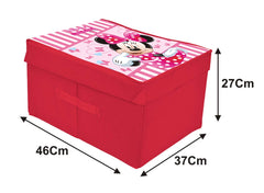 Heart Home Disney Minnie Print Non Woven Fabric Foldable Cloth Storage Wardrobe Organiser Box with Lid, Extra Large (Pink)-HHEART16064