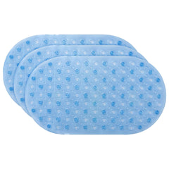 Kuber Industries Bath Mat | PVC Bathroom Mat | Shower Bath Mat | Floor Tub Mat | Bathroom Oval Mud Mat | Anti-Skid Shower Bathroom Mat | Q-01A |Pack of 3| Blue