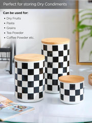 Kuber Industries 800ml Ceramic Jar for Kitchen Storage | Air Tight Container Set with Bamboo Lid | Kitchen Container for Snacks, Tea, Sugar | Multipurpose Organizer | Green (Set of 1) (Pack of 2)