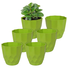 Heart Home Flower Pot | Flower Planter Pots for Indoor | Flower Pots for Outdoor | Pot for Garden & Balcony Flowering | Flower Plants Pot | Barfi Flower Pot | 6 Inch | Pack of 6 | Green