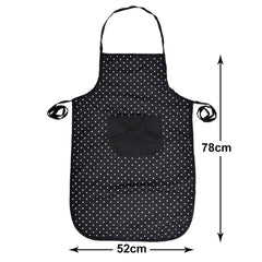 Heart Home Dot Printed Apron with 1 Front Pocket- Pack of 2 (Black)-50HH0719