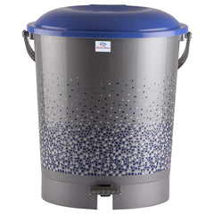 Heart Home Printed Multiuses Plastic Pedal Dustbin, Waste Bin, Trash Can With Handle, 7 Litre- Pack of 2 (Grey & Black)-47HH0747
