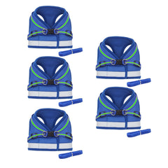 Kuber Industries Reflective Dog Harness with Adjustable Leash|Breathable Polyester Mesh Fabric |Small Size|HT-844|Comfortable No-Pull Grip|Quick Release Buckles|Easy On-Off Harness|Blue (Pack of 5)