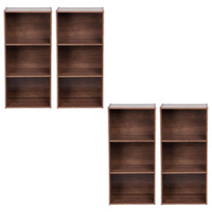 Kuber Industries Book Shelf|Wooden 4 Shelves Engineered Bookshelf|Storage Cabinet for Kitchen,Wall Shelf,D�cor shelf,30"X30",(Brown) (Pack of 4)