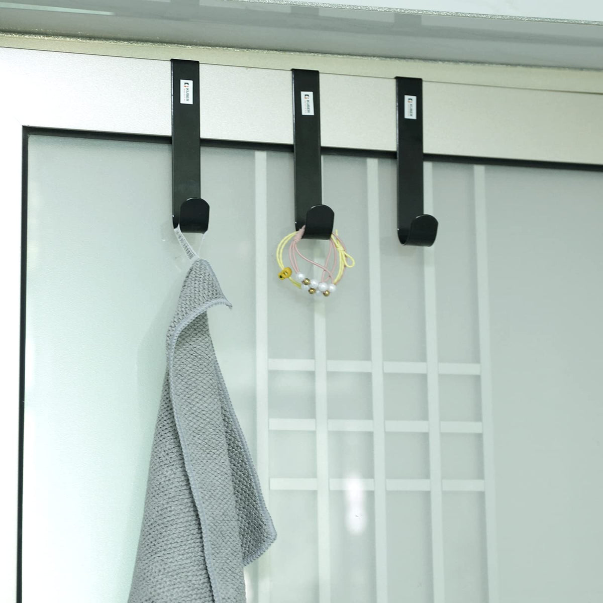 Homestic Cloth Hanger|Wall Mounted Towel Hanger|Multipurpose Cloth & Towel Holder|Iron Spray Material|Easy Installation|Interchangeable Over The Door Hook|ZT-3042(B)|Pack of 3|Black