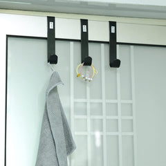 Homestic Cloth Hanger|Wall Mounted Towel Hanger|Multipurpose Cloth & Towel Holder|Iron Spray Material|Easy Installation|Interchangeable Over The Door Hook|ZT-3042(B)|Pack of 3|Black